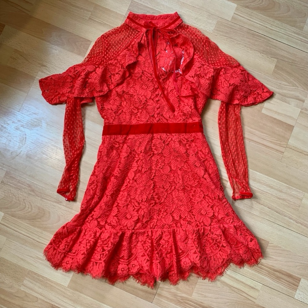 Elegant Red Lace Dress from Perseverence London